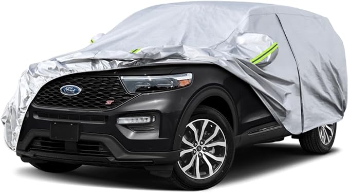 Koukou SUV Car Cover Custom Fit Ford Explorer from 1995 to 2024,Waterproof Car Cover All Weather for Automobiles Outdoor Indoor with Zipper Door, Sun Rain Dust Snow Protection.