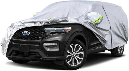 Koukou SUV Car Cover Custom Fit Ford Explorer from 1995 to 2024,Waterproof Car Cover All Weather for Automobiles Outdoor Indoor with Zipper Door, Sun Rain Dust Snow Protection.
