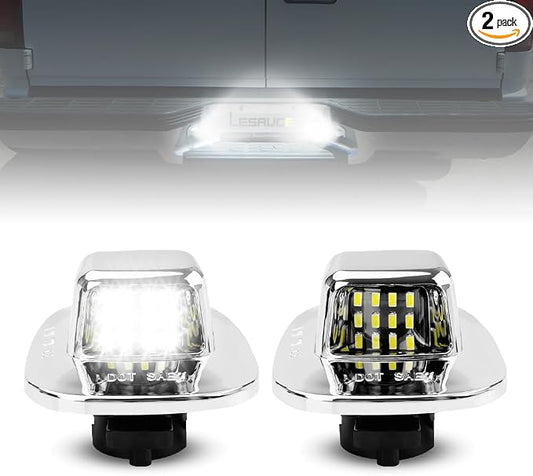 LESAUCE Upgraded LED License Plate Lights For 1988-2000 Chevy C/K-Series 1500/2500/3500 Pickup, 6000K White, Tag Lamp Assembly Replacement, IP68 Waterprooof, Pack of 2