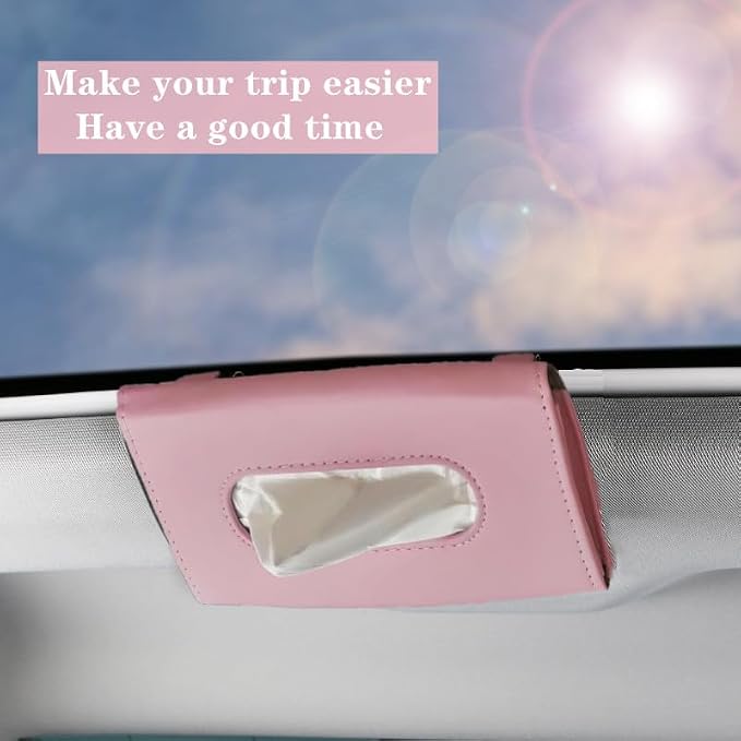 YVPSI Car Tissue Holder Sun Visor Napkin Holder with Tissue Car Mask Holder | PU Leather Tissue Box Tissue Box Holder Hanging Tissue Holder Mask Dispenser for car