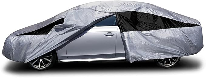 Titan Lightweight Poly 210T Car Cover for Compact Sedans 176-185". Waterproof, UV Protection, Scratch Resistant, Driver-Side Zippered Opening. Fits Corolla, Sentra, Cruz and More.