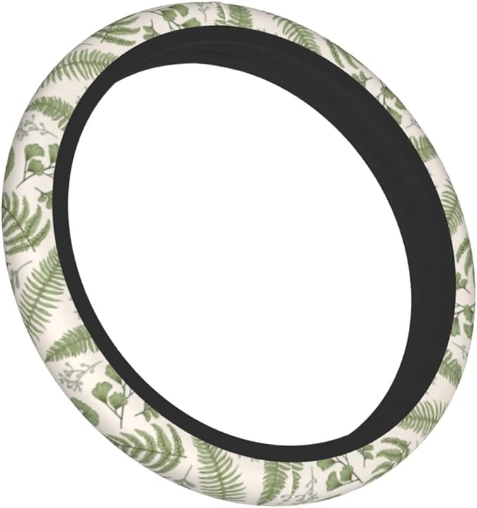 Vintage Botanical Leaves Steering Wheel Cover For Women Men Girls, Universal 15 Inch Anti Slip Steering Wheel Protector Car Accessories Interior For Auto Truck Suv