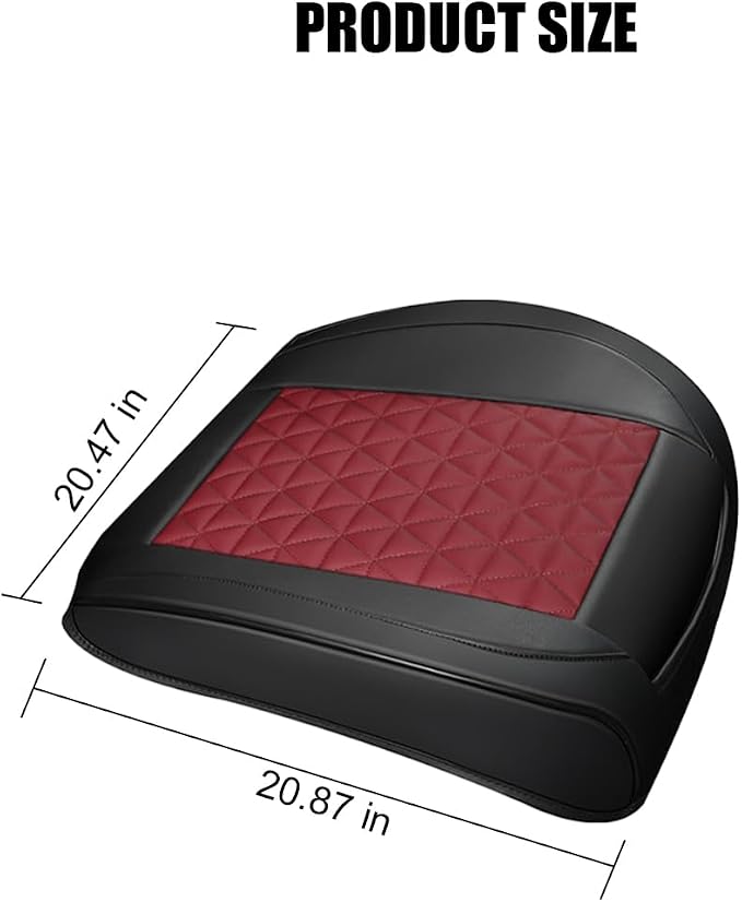 2PCS Leather Car Seat Cover, Vehicle Front Bottom Seat Protector Pad, Full Surrounded Waterproof Auto Seat Protective Cushion with Storage Pocket, Universal Fit（Black/Red）