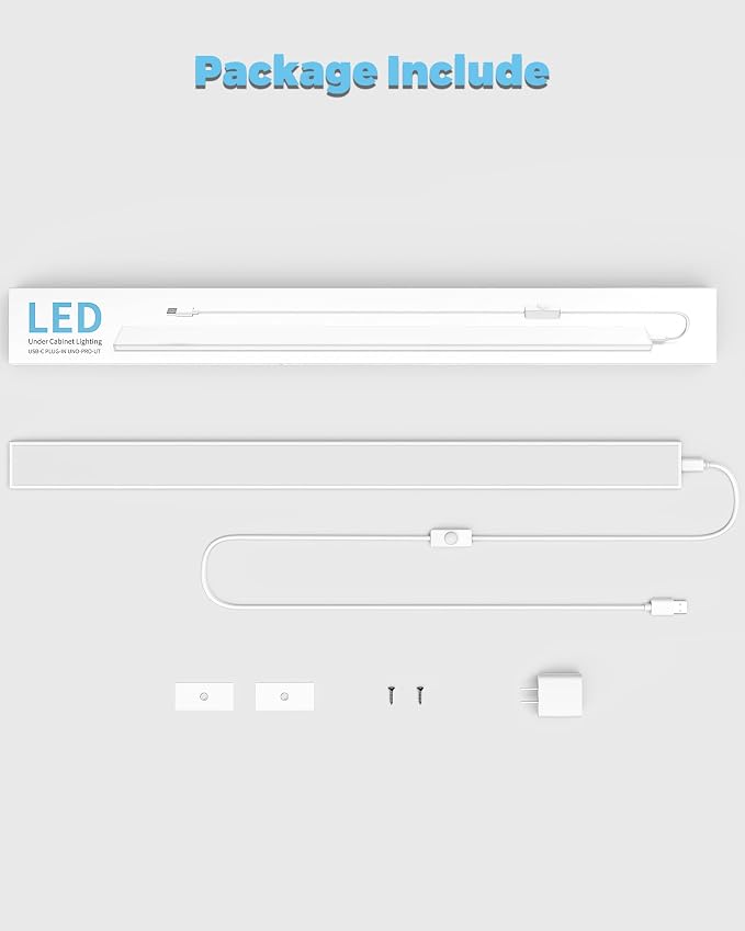 ASOKO 24" Plug-in Under Cabinet Lighting, Cool White Workbench Bar | ASOKO 24" Plug-in Under Cabinet Light, 900LM Dimmable Cool White 6000K LED Workbench Bar for Kitchen Sink Desk