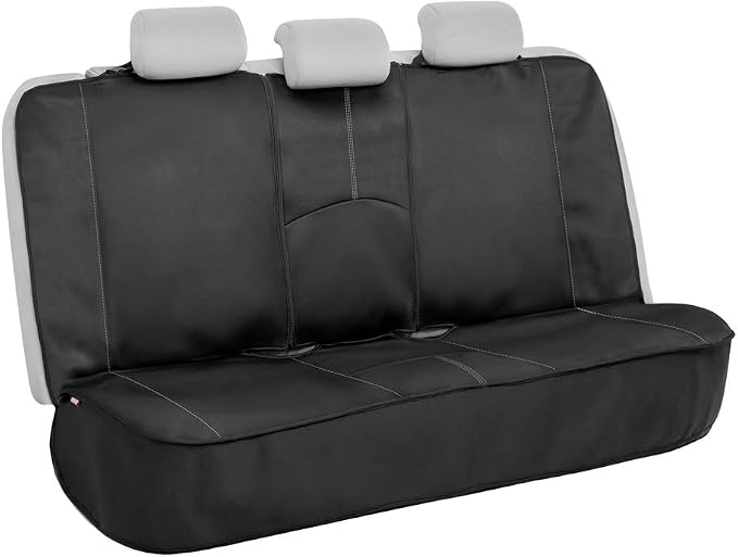 Motor Trend SpillGuard Waterproof Car Seat Covers, Front and Rear Full Set (Gray Stitch) – Neoprene Seat Protectors with Extended Bench Side Coverage for Auto, Truck, Van, and SUV