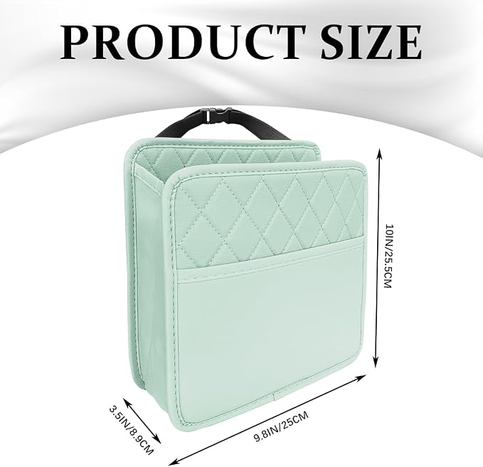 Car Seat Back Organizer, Car Organizers and Storage, PU Leather Vehicle Backseat Hanging Storage Pocket, Multipurpose Auto Organizer Hanging Universal for Most Vehicles (Green without Pocket)