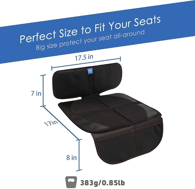 funbliss Car Seat Protector, Black, 2 Packs | Waterproof, Thickest Padding, For Baby Child & Dog, Protects Automotive Vehicle Leather