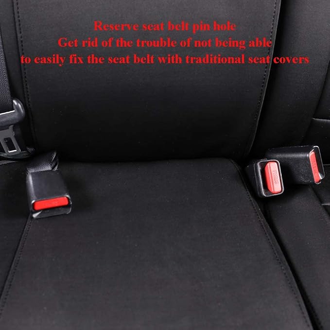 EKR Custom Fit Tacoma Rear Neoprene Car Seat Covers for Toyota Tacoma 2016 2017 2018 2019 2020 2021 2022 2023 Double Cab/Crew Cab - Second Row Only,Neoprene (Black)