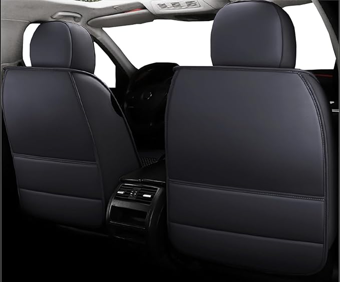Leather Car Seat Covers,Full Coverage Seat Covers Full Set with Fixed Lumbar Support,Universal Automotive Seat Covers for Cars,SUVs,Trucks and Sedans
