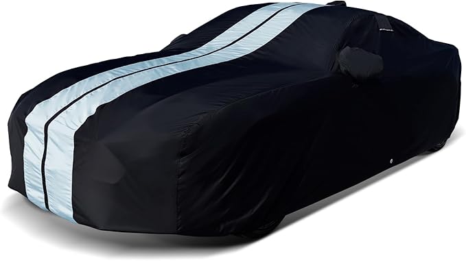 iCarCover Fits [1982-1990 Pontiac Trans AM] Premium Custom Car Cover Waterproof All Weather Resistant Outdoor Indoor Sun Snow Storm UV Protection Form-Fit Padded Cover with Straps - Black/Gray