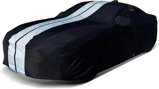 iCarCover Fits [1982-1990 Pontiac Trans AM] Premium Custom Car Cover Waterproof All Weather Resistant Outdoor Indoor Sun Snow Storm UV Protection Form-Fit Padded Cover with Straps - Black/Gray