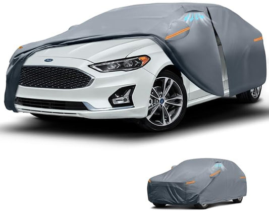 Waterproof Ford Fusion2013/2010/2015(2005-2026) Car Cover with Breathable Vents, [Upgrade] Premium Covers with Cotton Liner and Zipper Door, Sun Rain Snow Dust Uv Protection.(Gift with Towel)