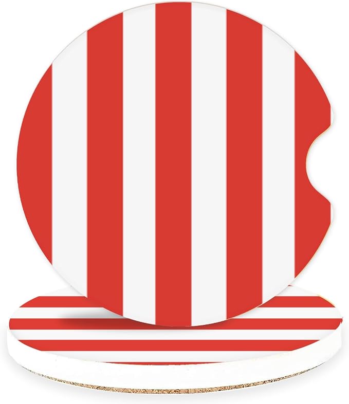 Ceramic Car Coasters – Absorbent Car Cup Holder Coaster Set for Women, Cute Aesthetic Car Accessories for Girls, 2 Pack (Fiery Red)