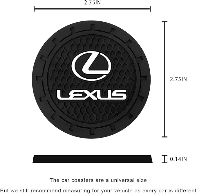 Car Cup Holder Coaster for Lexus Series Recessed Silicone Cupholder Coaster Interior Accessories 2.75in 2Pieces Black