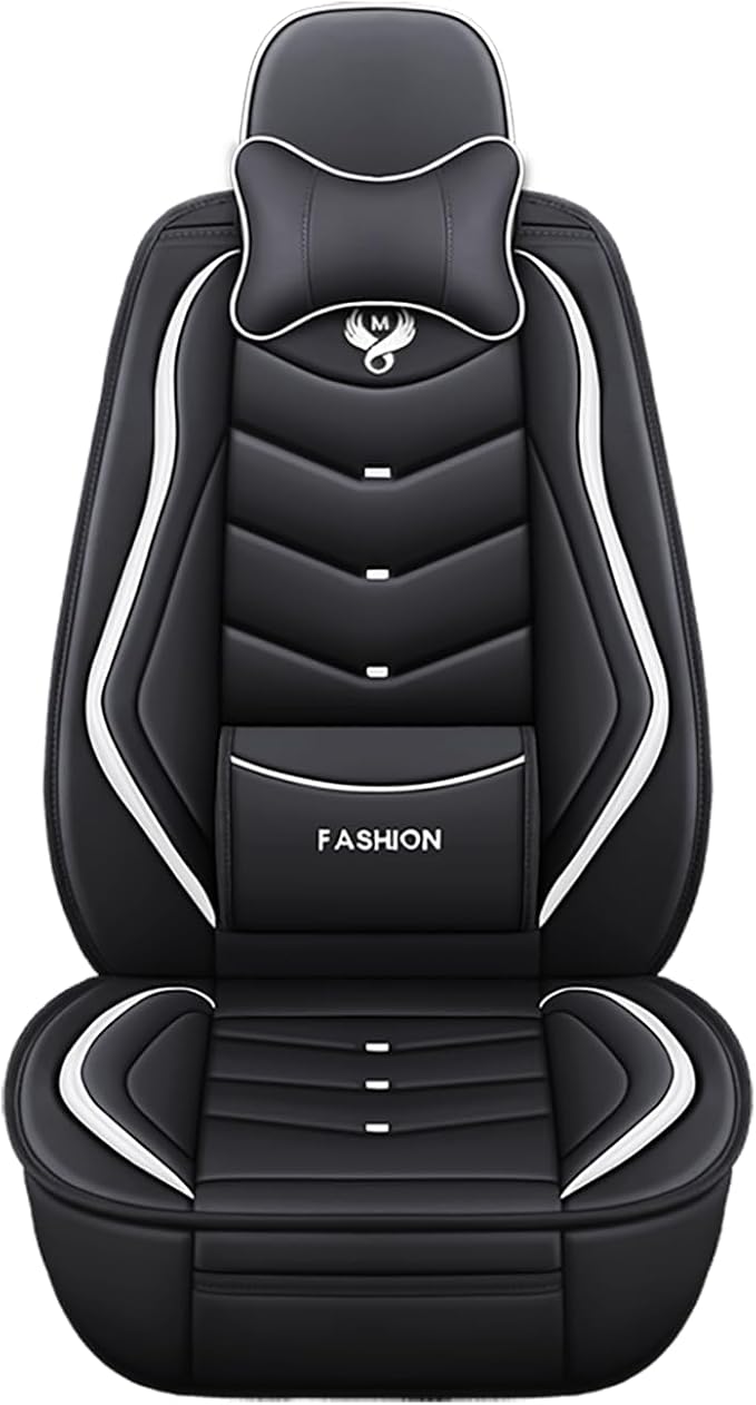 Leather Car Seat Covers,Full Coverage Seat Covers Full Set with Fixed Lumbar Support,Universal Automotive Seat Covers for Cars,SUVs,Trucks and Sedans