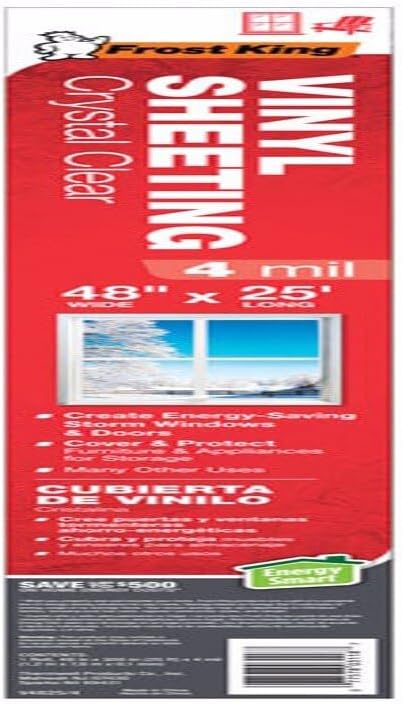 Frost King V4825/4A Crystal Clear Vinyl Sheeting, Clear, 48" x 25' x 4mil.