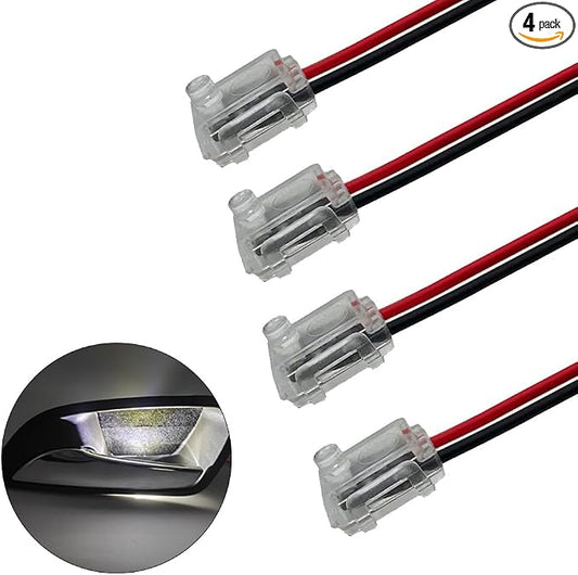 Car Door Handle Light White LED Ambient Light 12V Retrofit Upgrade Door Handle Light Small Size Easy Installation Universal Small Car Ship Use (4PCS)