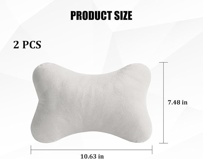2PCS Car Neck Pillow, Soft Comfortable Vehicle Seat Neck Support Pillow Cushion for Relief Driving Fatigue, Breathable Auto Interior Headrest Neck Rest Pad, Universal for Vehicles (Gray)