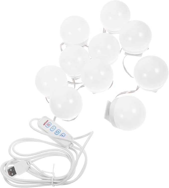 Lurrose 10Pcs Adjustable Brightness Led Mirror Front Lights USB Makeup Vanity Lamps Soft Glow for Dressing Tables Bathroom