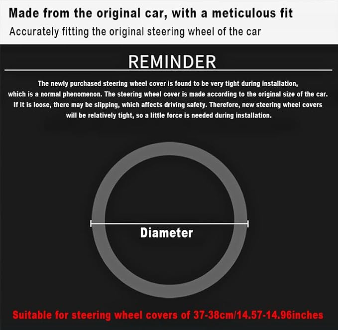 Car Steering Wheel Cover, Blue, Universal 15 inch | Microfiber Leather, Breathable Technology Fabric, Non-Slip, Comfortable, Warm in Winter and Cool in Summer