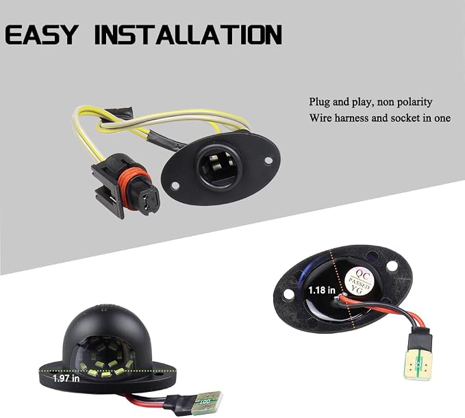LED License Plate Light Tag Lights With Socket Wiring Harness Plugs Compatible with Dodge Ram 1500 2500 3500 Pickup