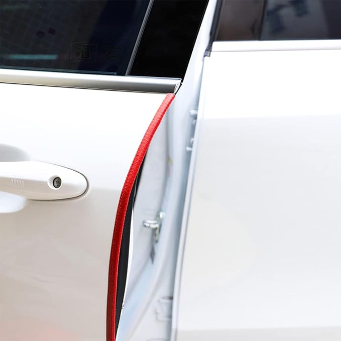 Fekey&JF Car Door Edge Guards, 10FT U-Shape Rubber Seal, Universal Car Door Protector, No Glue Required, Red