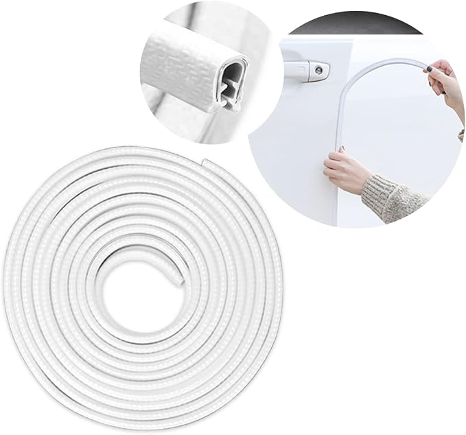 XINLIYA Car Door Edge Guards, 16Ft Universal Rubber Seal Protector U Shape Edge Trim Car Door Edge Protection for Most Car, Aluminum Boat Edge Guards (White)