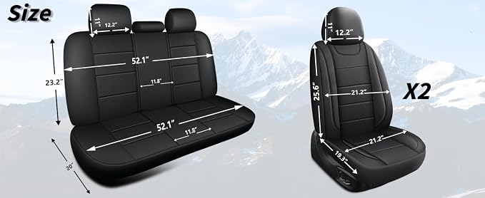 HChengkikz Car Seat Cover, Waterproof Faux Leather (Gray) | Car Seat Protectors, Quilting, Easy to install, Airbag Compatible, Universal Fit for Most Suvs, Trucks, SUVs
