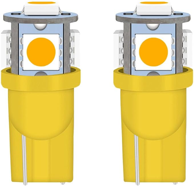 smilfuy 2PCS T10 194 LED Bulbs Tag Lights for License Plate, 6000K Yellow | Wedge 168 T10 2825 5SMD 5050 Chips LED Bulb, 12V Bulb Replacement for Car Interior Dome Map Door Courtesy License Plate Light