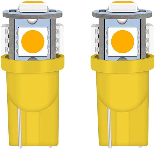 smilfuy 2PCS T10 194 LED Bulbs Tag Lights for License Plate, 6000K Yellow | Wedge 168 T10 2825 5SMD 5050 Chips LED Bulb, 12V Bulb Replacement for Car Interior Dome Map Door Courtesy License Plate Light