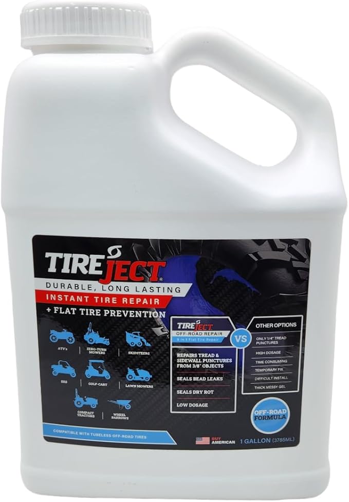 TireJect Off-Road Tire Sealant Refill (Gallon/128oz Bottle) - Applicate 12 ATV Tires, Use 75% less sealant per tire