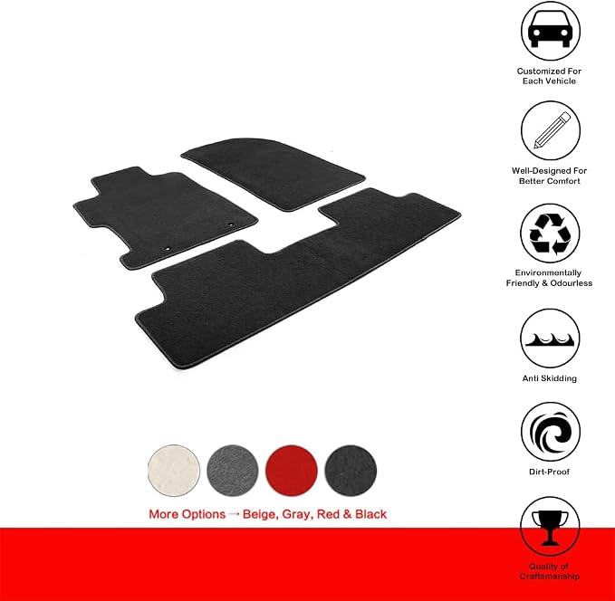 Fit 2006-2011 Honda Civic Floor Mat Carpets Nylon Black | IKON MOTORSPORTS, Factory Fitment Car Front & Rear Car Floor Carpets Carpet liner 2007 2008 2009 2010