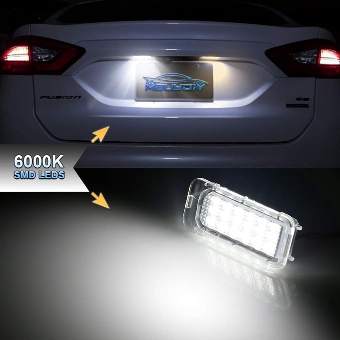 LED License Plate Light Lamp Assembly Compatible with Explorer Escape Fusion Fiesta Edge Expedition Lincoln MKC 6000K White, Pack of 2