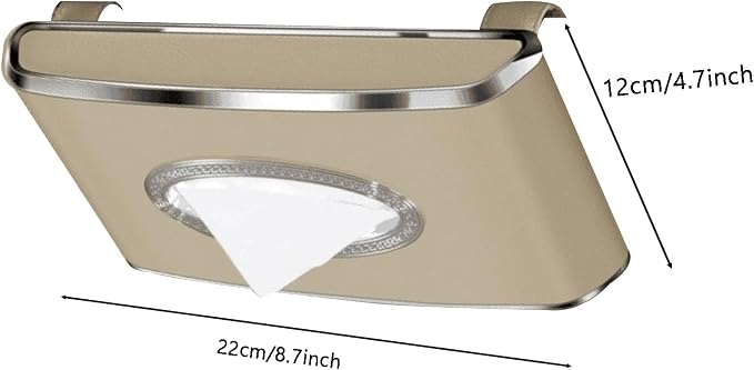 Faux Leather Car Tissue Box for Car Interior, Multi-Function Tissue Holder with Visor Clip, Armrest & Back Seat Napkin Organizer, Vehicle Tissue Dispenser Accessories (Beige Hanging)