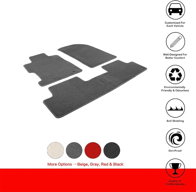 Fit 2006-2011 Honda Civic Floor Mats Nylon Gray | IKON MOTORSPORTS, Carpet Front & Rear 3PC Full Set, , 2007 2008 2009 2010