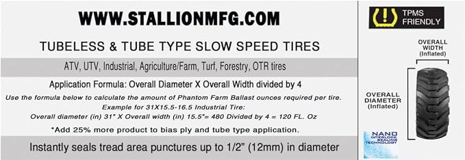 Phantom Farm Ballast and Tire Sealant - Superior Performance - Tire Repair - Stop Leaks – Extend Tire Life – All Weather – Slow Speed – ARDL Approved (1 Gal Jug, Phantom)
