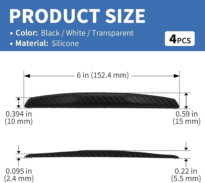 4PCS Car Door Edge Guards Universal 3D Carbon Fiber Texture Anti-Collision Scratch Protector Strips Flexible Silicone Trim with Nano Adhesive for Sedan SUV Truck Black