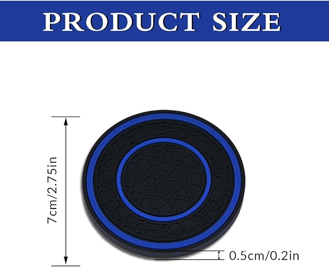 2 Pack Car Coasters for Cup Holder, 2.75 Inch Universal Auto Waterproof Coasters Silicon Insulation Cup Mats,No-Slip Anti Dust Insert Coaster for Woman Man, Suit for Vehicle Interior (2, Blue)