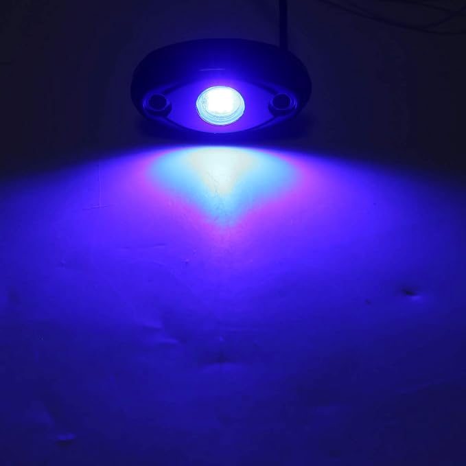 Blue Underglow Led Rock Lights for Car, Wheel Well Lights, 12V 4 Pods | Waterproof Underbody Kit Crawler Crawling Dome Exterior Lamps for ATV RZR UTV SUV Off-Road Motorcycle Glow Trail Rig Fender