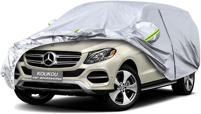 KouKou 6 Layers Car Cover Custom Fit 2015-2025 Mercedes-Benz GLE-Class, All Weather for Automobiles, Sun Rain Dust Snow Protection. (Ships from US Warehouse, Arrive Within 3-7 Days), Silver-Aluminum