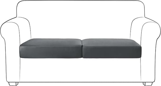 Yates Home PU Leather Couch Sofa Cushion Slipcover Water-Proof Elastic Chair RV Seat Covers Loveseat Sofa Furniture Protector Slip Cover for Settee Seater Replacement Living Room（2 Pieces, Gray）