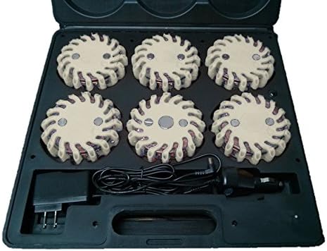 RPF16LM6 CASE OF 6 WHITE RECHARGEABLE 9-FUNCTIONS PORTABLE 16 LED POWER FLARE POWER-MARKERS ROADSIDE EMERGENCY MAGNETIC