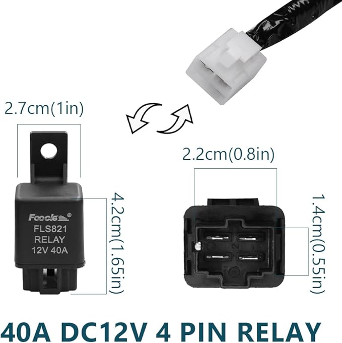 H11 880 881 H9 Fog Light Lamp Wiring Harness Socket Wire Connector with 40A Relay & ON/Off Switch Kits Fit for LED Work Lamp Driving Lights Etc