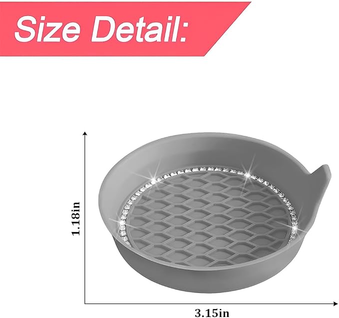 4PCS Bling Car Cup Holder Coaster, Crystal Rhinestone Insert Dustproof Non-Slip Drink Cup Mat, Diamond Shockproof Auto Interior Water Bottle Pad Cushion Coaster, Universal Fit (Gray)