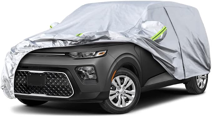 Koukou SUV Car Cover Custom Fit Kia Soul from 2009 to 2025,Waterproof Car Cover All Weather for Automobiles Outdoor Indoor with Zipper Door, Sun Rain Dust Snow Protection.
