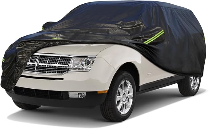 KouKou Waterproof SUV Car Cover Suitable for Lincoln MKX from 2006 to 2025, 7 Layers Windproof All Weather Waterproof Outdoor Cover Sun Rain UV Dust Snow Protection. Black