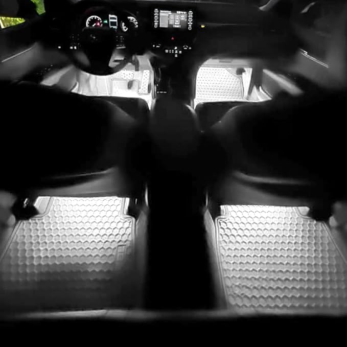Car LED Strip Light, Car Interior Lights, 12V 24 LED Auto Under Dash Atmosphere Lights with USB Port, Auto Atmosphere Under Dash Lighting Kit for Vehicles (White, USB)