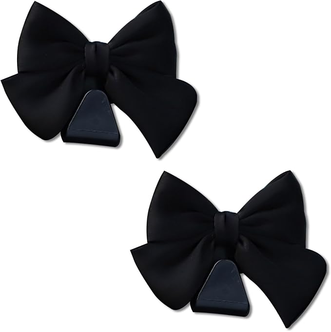 2PCS Car Seat Headrest Hooks, Cute Bow Vehicle Rear Seat Bracket Hook for Purses and Bags, Automotive Purse Hook Hanger, Universal for SUV, Sedan, Truck (Black)