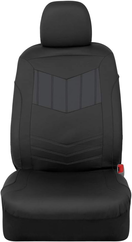 Motor Trend Super Sport Gray Faux Leather Seat Covers, Front Seats – Modern Two-Tone Design, Easy to Install Seat Protectors, Interior Covers for Car Truck Van and SUV