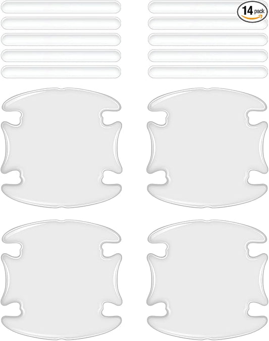 14 PCS Car Door Handle Scratch Protector, Transparent Car Door Cup Rear View Mirror Protector, Waterproof Bumper Trim Guard Sticker, Universal Auto Exterior Accessories Protection Film